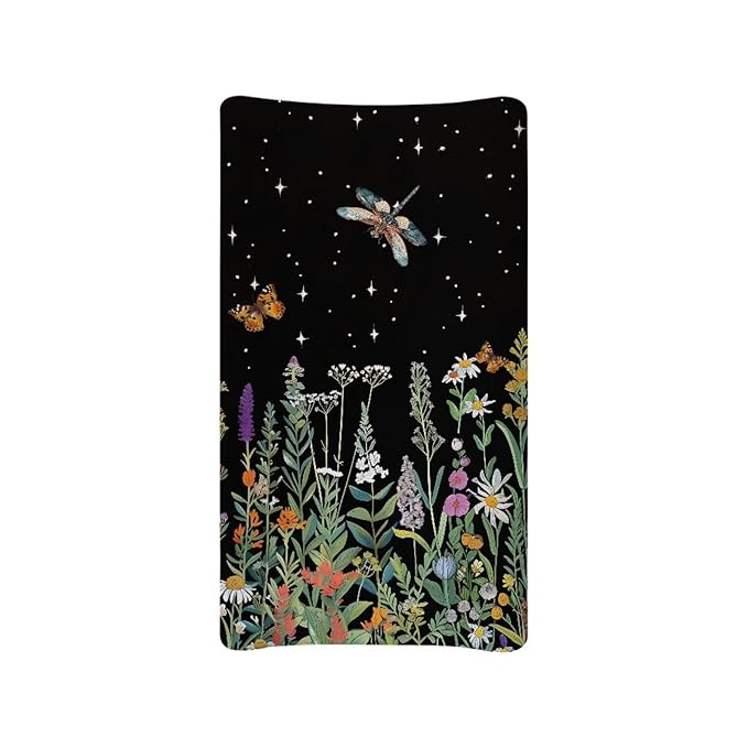 ZDCUSTOM Baby Changing Pad Cover Floral Dragonfly Stretchy Changing Table Sheets Breathable Changing Pad Cover Cradle Sheet for Baby Girls Boys