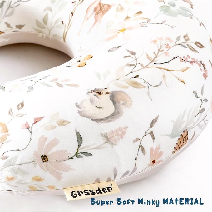 GRSSDER Nursing Pillow Cover, Stretchy Soft Minky Fabric Covers, Fit Most Nursing Support Pillows for Breastfeeding, Comfortable Safe Pillow Cover, Beautiful Stylish Pattern