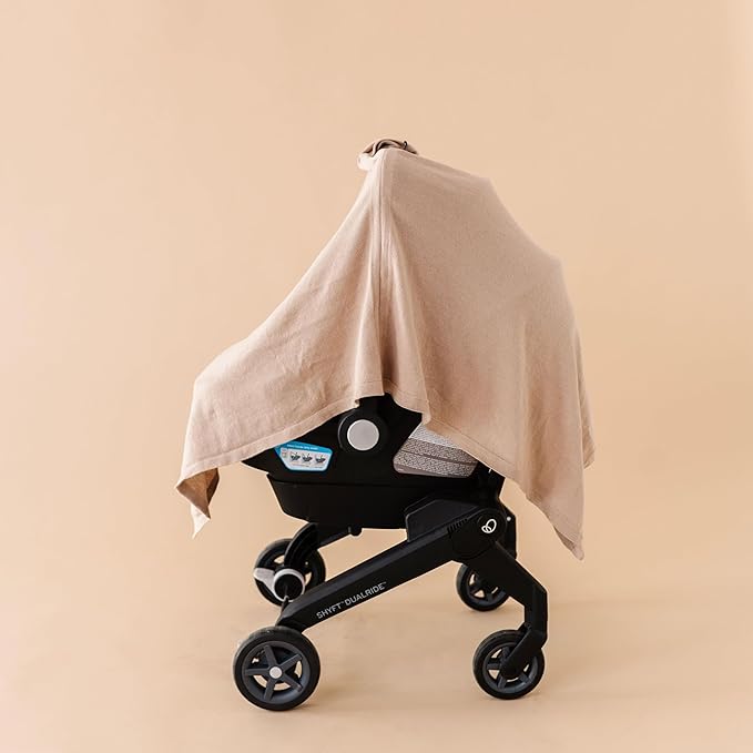 MakeMake Organics Knit Breathable Nursing Cover Up for Breastfeeding - Soft GOTS Certified Organic Cotton Breastfeeding Cover Up for Women - Privacy Feature, Sand