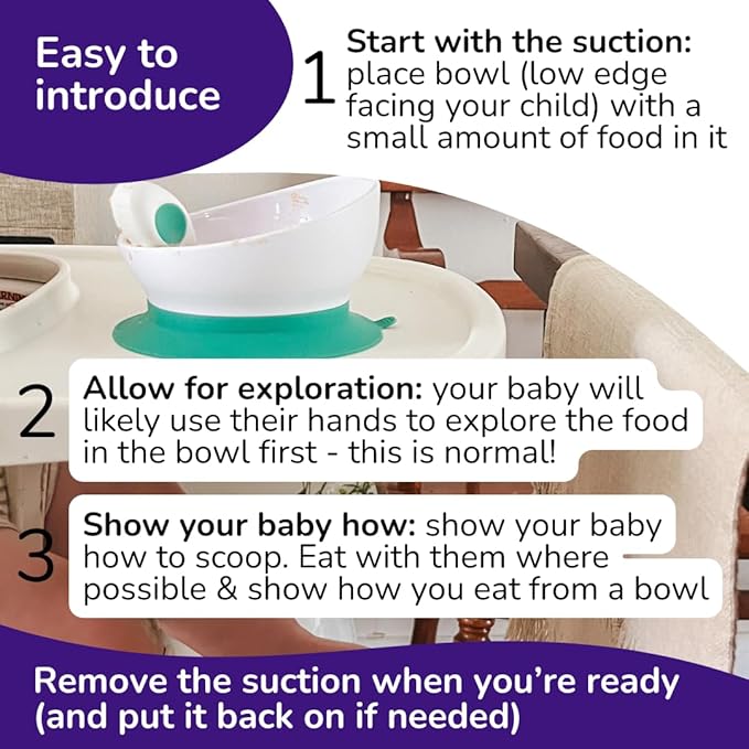 doddl 2-in-1 Baby & Toddler Suction Bowl with Removable Base, Converts to Non-Slip Self Feeding Dish, BPA & Toxin Free, Ergonomic High Back Oval Design, Dishwasher Safe, 6–48 Months (Fresh Green)