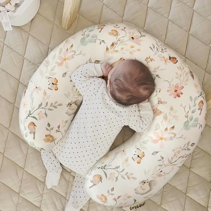 GRSSDER Nursing Pillow Cover, Stretchy Soft Minky Fabric Covers, Fit Most Nursing Support Pillows for Breastfeeding, Comfortable Safe Pillow Cover, Beautiful Stylish Pattern