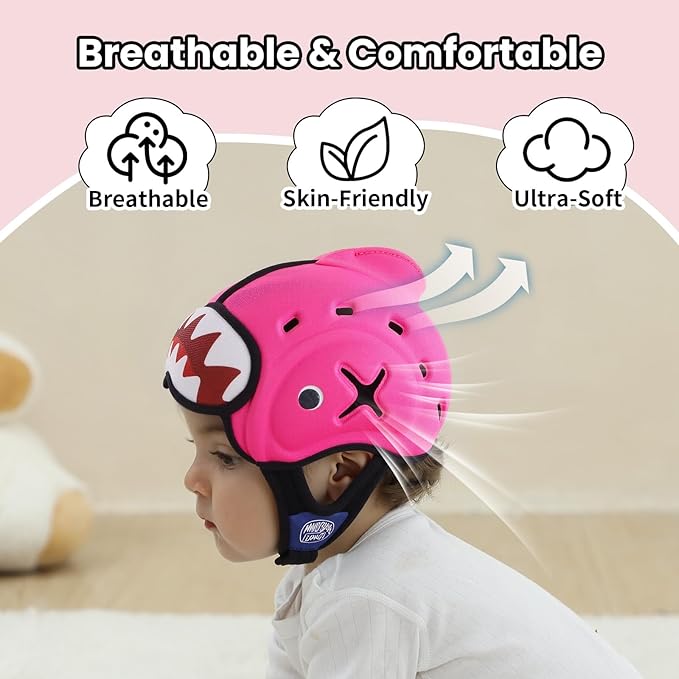 Mambobaby Baby Head Protector Helmet for Crawling and Walking, Breathable Soft Helmet, Ultra-Lightweight & Adjustable, Prevents Bumps Safety Helmet for Infants Toddlers 6-24 Months (Sweetie Shark)