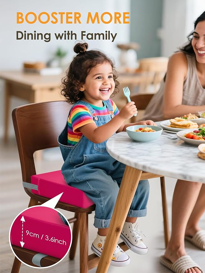 Booster Seat for Kitchen Chair, Toddler Booster Seats with Adjustable Washable Safety Belts Kitchen Dining Table Booster Seat Portable Travel Increasing Cushion for Baby Child Kid Boy Girl