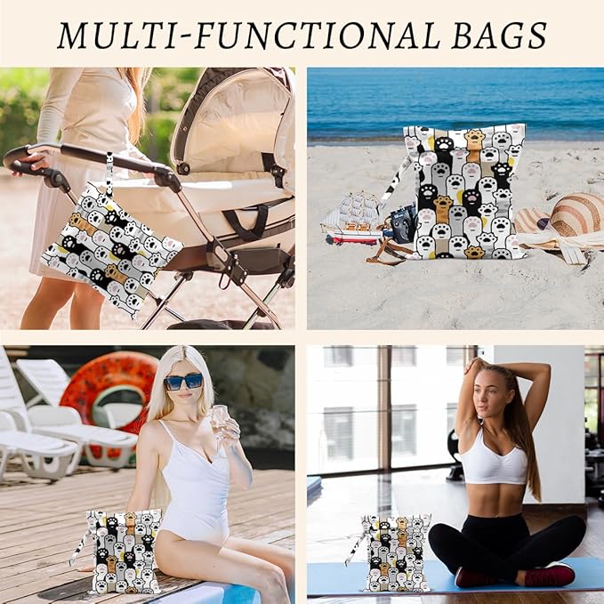 Claws Wet Bags 12x10 Inch, Cats claw Waterproof Reusable Wet Dry Bags, Washable Travel Laundry Bag for Swimsuit Pool Beach Diapers Dirty Yoga Gym Clothes, Cat Gifts for Women Friend Travelers