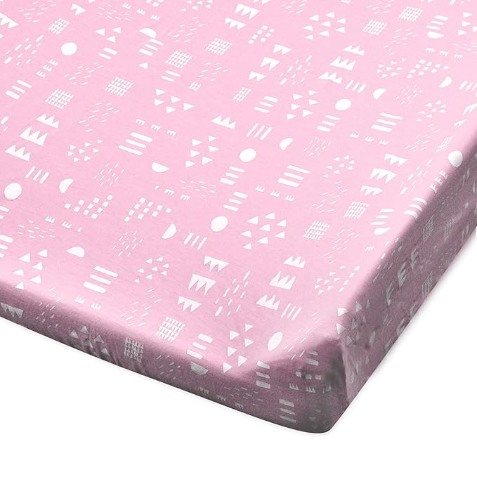HonestBaby Organic Cotton Changing Pad Cover, Pattern Play Pink, One Size