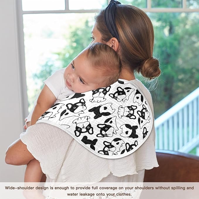 vvfelixl Baby Burp Cloths Dog French Bulldog Puppy Doodle Baby Newborn Cotton Burping Cloths Set Baby Washcloths 4 Pack