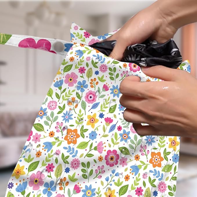 4 Pack Cute Wet Bag Waterproof Washable Reusable Wet Dry Bag for Swimsuit Dirty Clothes Diaper Travel Beach Pool Gym Party Birthday Camping Toiletries Beach Essentials，Colorful Floral Wildflower