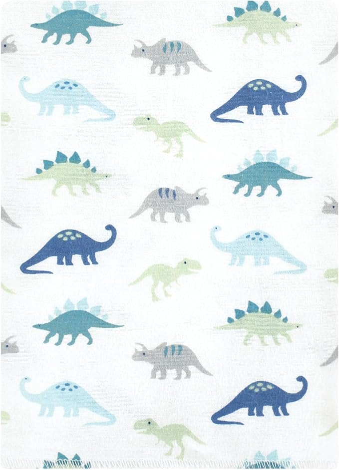 Hudson Baby Unisex Baby Flannel Burp Cloth 12pk, Soft Teal Dino, One Size
