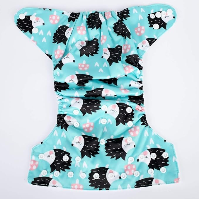 Baby Pocket Diaper Nappy Reusable Washable 8lbs to 36lbs (Hedgehog)