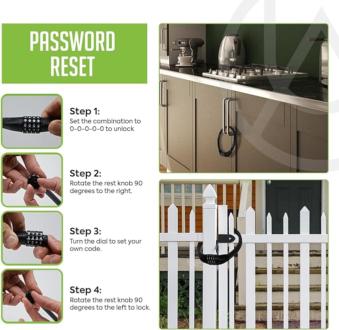 Urban August Refrigerator Lock for Kids & Adults, 4-Digit Code Fridge Lock for French-Door Refrigerators, & Versatile Cabinet (One)