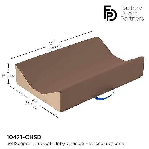FDP SoftScape Ultra-Soft Daycare Baby and Infant Contoured Changing Pad, Non-Slip Bottom, Built-In Handle Easy to Transport Travel - Chocolate/Sand