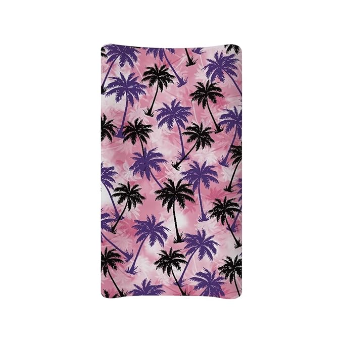 Coconut Tree Summer Changing Pad Cover Boys Rabbit Changing Table Covers for Baby Girls and Boys Soft Diaper Changing Pad Cover Pink