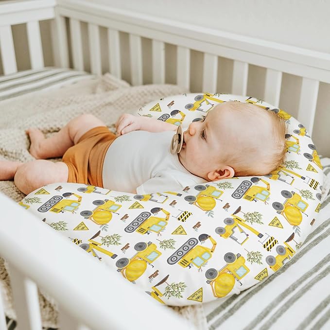 Construction Trucks Planting Baby Nursing Pillow Covers for Boy Girl Construction Digger Tractor Builder Trees Nursing Pillowcase for Breastfeeding Pillows Soft Stretchy Slipcovers for Newborn Infant