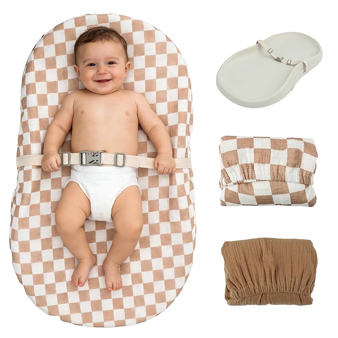 2 Pack Changing Pad Cover for Girls Boys,Lovely Soft Breathable Cotton Changing Table Cover,Unisex Baby Diaper Change Table Pad Covers.Fit 32"x16" Contoured Pad（Checkerboard,Brown）