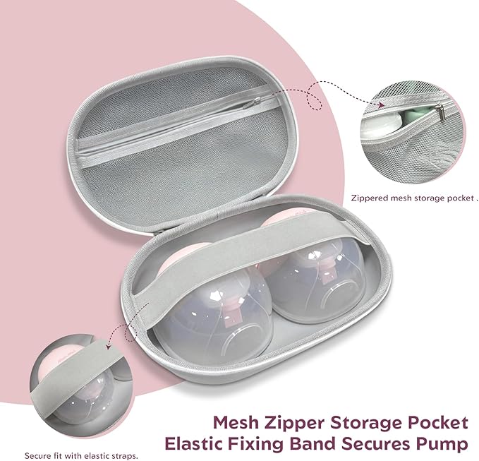 MOMMED Breast Pump Carrying Case, Hard Shell Protective Storage Bag Wearable Pumps & Cozy, Water-Resistant & Portable Breast Pump Case with Interior Strap