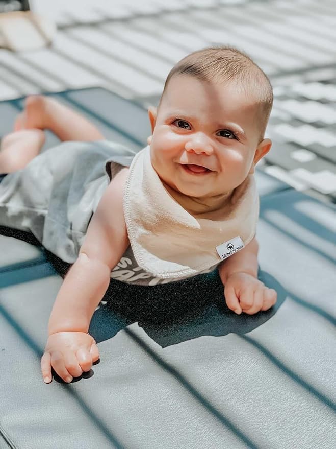DiaperSquad's 100% Organic Cotton Baby Drool Bibs, Super Absorbent & Adjustable Baby Bibs for Drooling and Teething