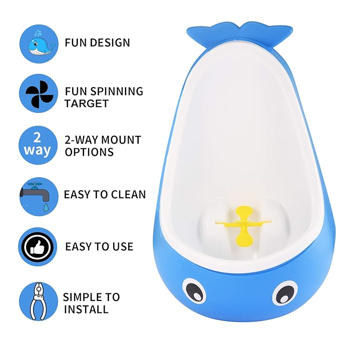 Potty Training Urinal for Boys - Cute Whale Training Urinal/Potty Urinal Pee Trainer Urine(Blue Whale)
