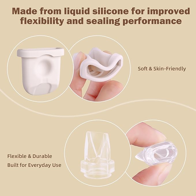 Breast Pump Replacement Parts Kit Compatible with Eufy Electric Wearable Breast Pumps E10 / E20 / S1 / S1 Pro, 10PCS Includes 4 Spout Caps, 4 Duckbill Valves & 2 Silicone Diaphragms, BPA Free