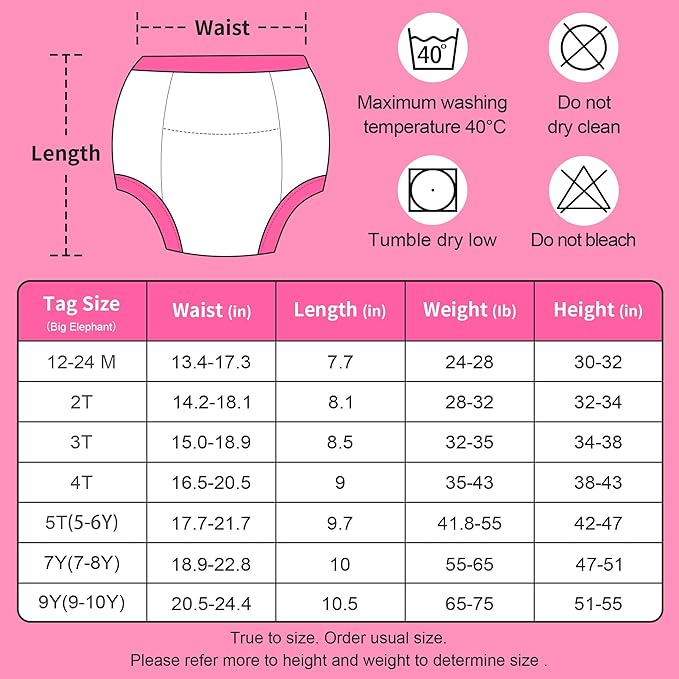 BIG ELEPHANT 10-Pack Baby Potty Training Underwear, Soft 100% Cotton Absorbent Training Pants for Boys & Girls, 4T