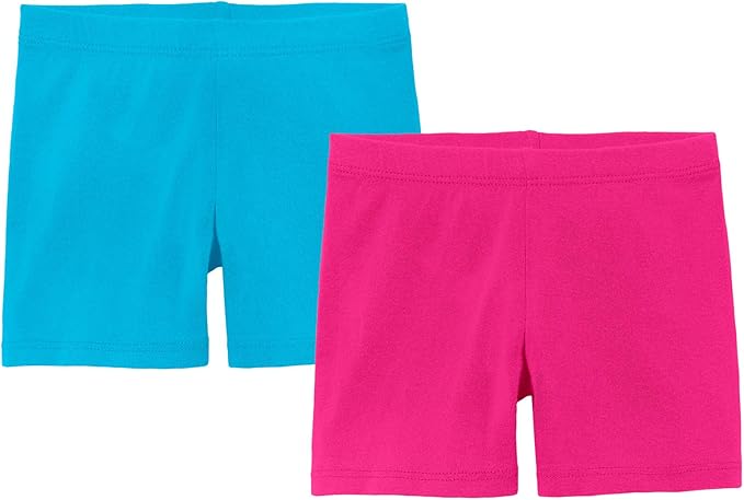 City Threads 2-Pack Baby Shorts for Boy or Girl Simple Soft Diaper Covers Shorts Soft Cotton Play Summer Spring SPD Sensory Friendly Sensitive, Turquoise/Hot Pink, 0/3M