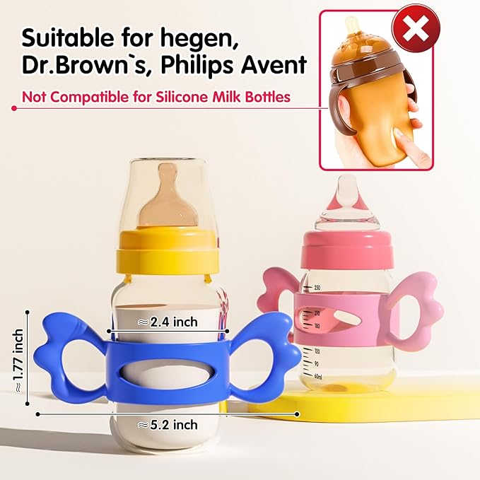 Baby Bottle Handles, Easy Grip Bottle,Silicone Wide-Neck Bottle Handle, Outer Diameter Over 6cm for Bottle Green Green (2 Pack)
