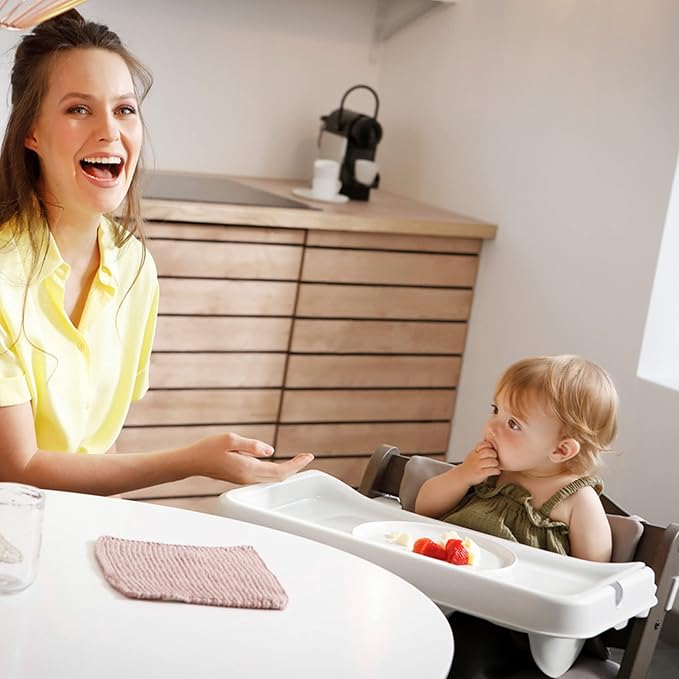 hauck Alpha Removable Non Slip High Chair Table Tray with Adjustable Depth, Compatible with Wooden Grow-Along Alpha+ and Beta+, Accessory Only, White
