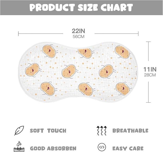 vvfelixl Kawaii Potatoes Burp Cloths for Baby Boy Girls Baby Washcloths Burp Rags 1 Pack