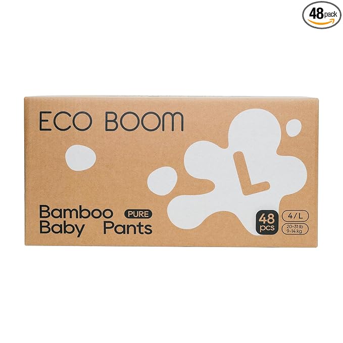 ECO BOOM Training Pants for Toddler Potty, Hypoallergenic for Sensitive Skin, Size 4 (L) Suitable for 20 to 31lb, 48 Count