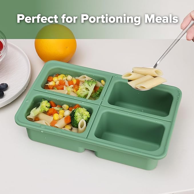 haakaa Sturdy Silicone Freezer Tray with Lid – Soup & Meal Prep Tray, 1 Cup Portion Cubes for Food Storage, Leak-Proof BPA-Free Mold, Easy Release, 1 Pack
