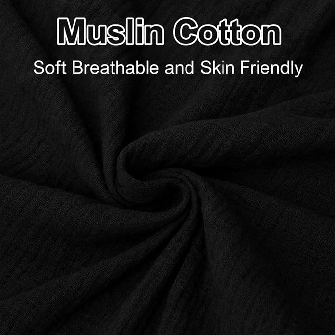2 Pack Muslin Crib Sheets for Boys & Girl- Neutral Breathable Cotton Crib Mattress Sheets Fitted for Standard 28"x 52"- Nursery Décor No Slip Bed Sheets- Black & White