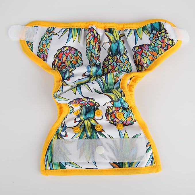 Newborn Baby Cloth Diaper Cover Nappy Hook and Loop (Pineapples)