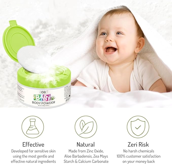 Cornstarch Baby Powder, Soothe & Protect Diaper Area, No Talc Hypoallergenic Dusting Powder, Help Prevent Diaper Rash with Zinc Oxide & Aloe, Gentle Absorb Sweat & Anti-Chafe for Sensitive Skin, 2pack