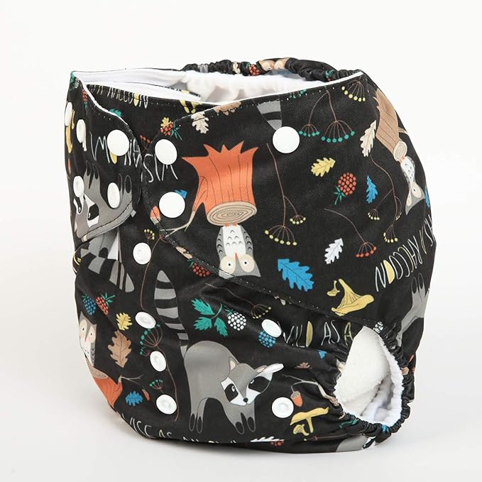 2 to 7 Years Old Junior Big Cloth Diaper Pocket Reusable Baby Kids Toddler (Racoon Owl)
