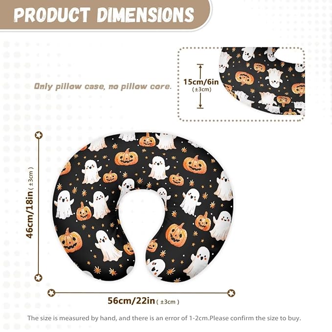 Pumpkin Ghost Boy Girl Nursing Pillow Cover Baby Breastfeeding Slipcover Newborn Safety and Comfy Cover, 2 Packs