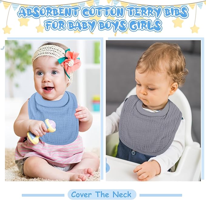Twistover Newborn Bibs Feeding Bibs for Drooling and Teething Comfy Neck Baby Bib with Padded Absorbent Collar