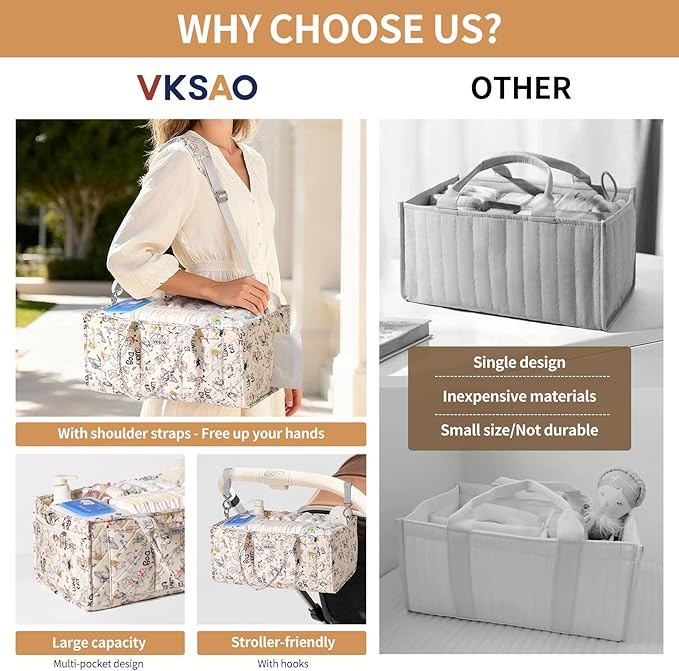 Colorful Cute Cartoon Animal Prints Baby Diaper Caddy Organizer, Diaper Bag Storage Basket for Newborn Essentials Must Haves Baby Shower Gifts, Colorful Large