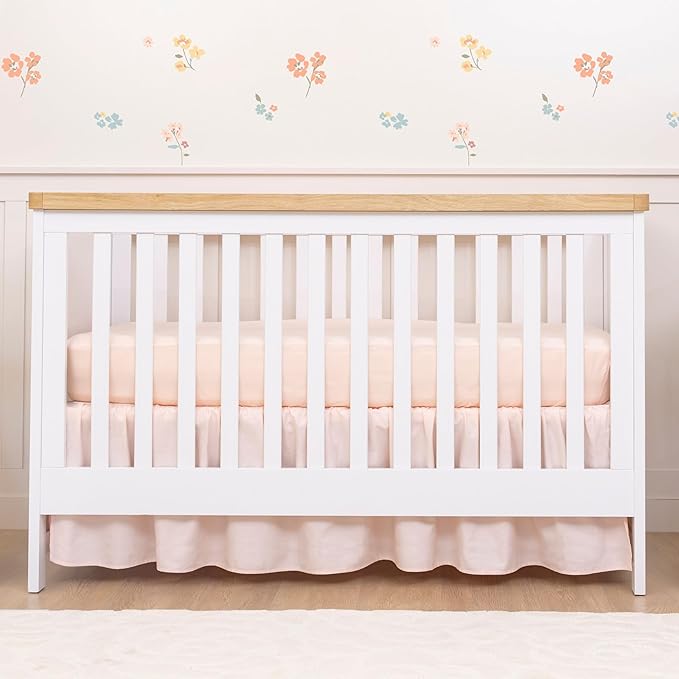Fitted Crib Sheets for Girls, 2 Pieces 52"x28" 100% Cotton Crib Mattress Sheet, Absorbent Baby and Toddler Bed Sheets, Mattress Cover Oeko-TEX Cribs Sheet Set, Pink Floral Girl Nursery Gift Set