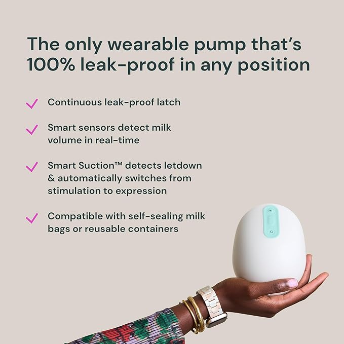 Willow 360 - Wearable Breastfeeding Pump - Hands Free Breast Pump - The only Leak-Proof Wearable Breast Pump - 7 Levels of Hospital Grade Suction Strength, App Compatible - Postpartum Essentials