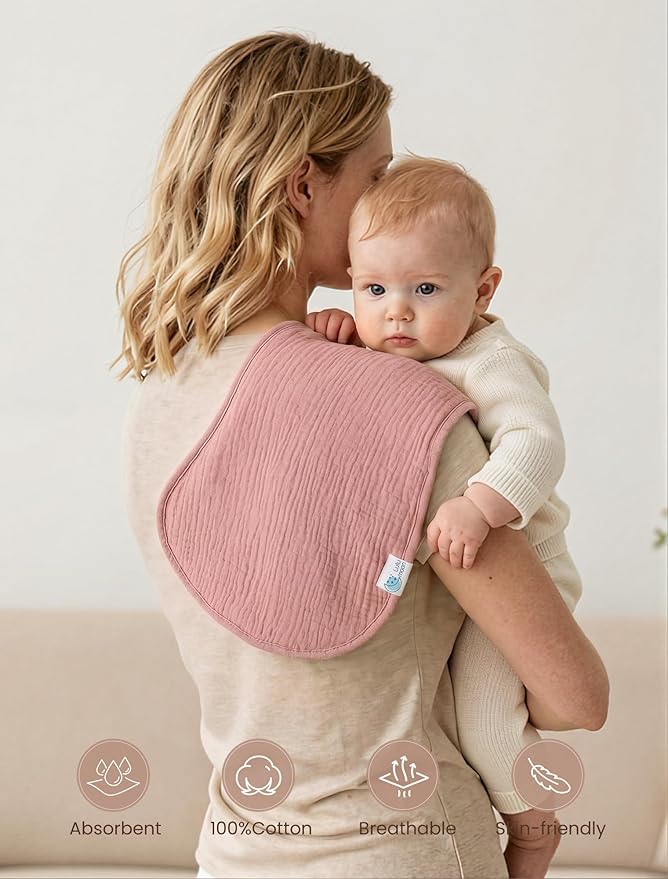 lulumoon Muslin Burp Cloths for Babies: 100% Soft Cotton Large Burping Cloths - Neutral Baby Burp Rags for Boy and Girl - Absorbent Burp Cloth for Spit-Ups 6 Pack