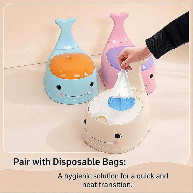 potty training toilet Potty Seat Baby Training Chair Boys Girls Toddler Whale Comfortable children 1-6 years old Baby toilet Animal seat with lid back potty trainer (Apricot color)