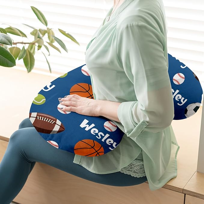 Baby Nursing Pillow Cover - Personalized Name Blue Balls Breastfeeding U-Shaped for Bottle Feeding, Ultra Soft Comfortable Breastfeeding Pillow Cover for Infant Baby Boys and Girls
