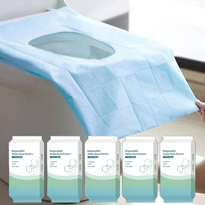 Rgqphantom 50 Pack Toilet Seat Covers Disposable 16x24 Inch XL Portable Toilet Liners Travel Seat Cover for Outdoors,Hotel, Hospital, Travel, Public Toilet Seat Cover (50pack, BLUE)