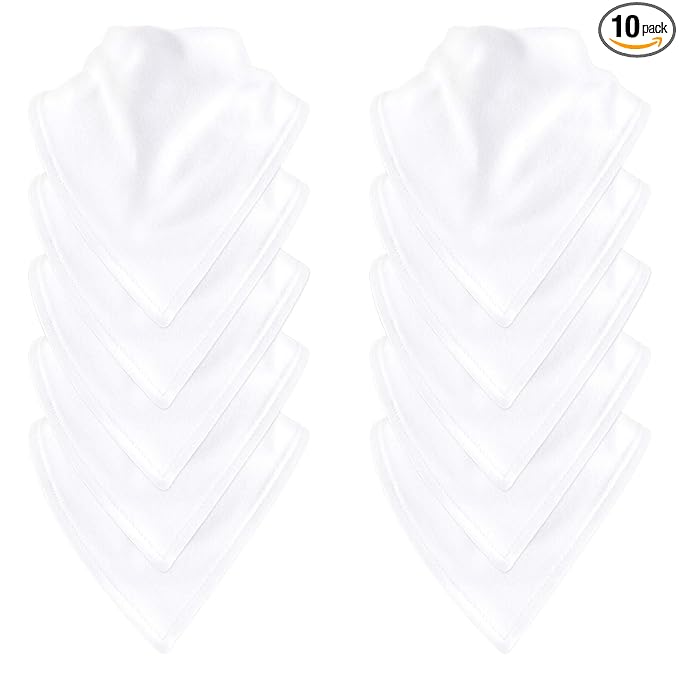 Touched by Nature Unisex Baby Organic Cotton Bandana Bibs, White, One Size