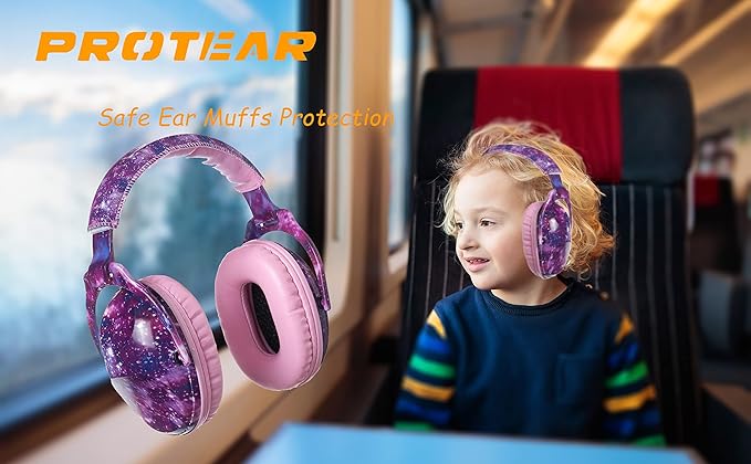 Kids Hearing Protection,25dB NRR Noise Reduction,Sound Proof for Kids,Toddler,Safety Earmuffs for Concert,Airplane,Autism,Monster Jam,Travel,School- Pink Nebel