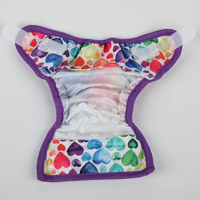 Newborn Baby Cloth Diaper Cover Nappy Hook and Loop (Multicolor Hearts)
