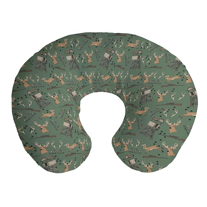 Deer Hunting Nursing Pillow Covers Hunter Tree Stand Removable Breastfeeding Slipcover Wild Animals Hunter Nursing Pillow Case for Newborn Boys Girls
