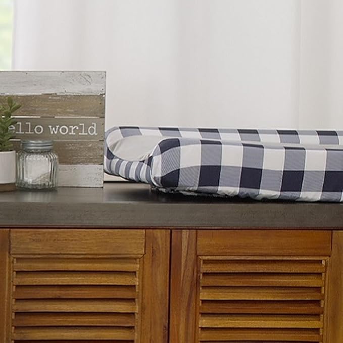 Little Love by NoJo Super Soft Changing Pad Cover - National Park Navy Buffalo Check Design, Standard Size 16" x 32" x 6"