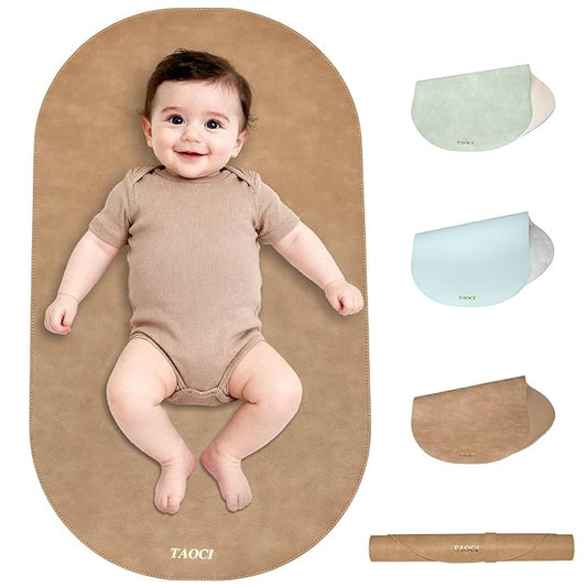 Changing Pad Portable, Diaper Changing Pad, Baby Changing Mat, Waterproof & Wipeable Vegan Leather Change Pad for Home & Travel, Brown