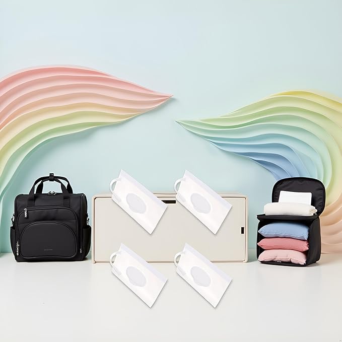 4 Pcs Baby Wipe Case Travel Holder Keeps Wipes Moist Set of Wet Wipes Holders Cases Portable Travel On The Go Refillable Dispenser Container Diaper Wipe Holders Wipes Holders