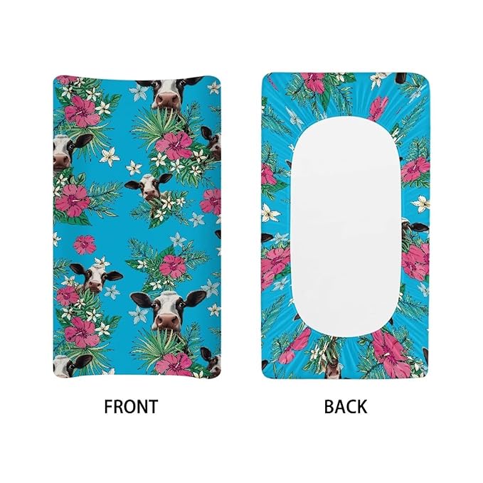Milkcow Changing Pad Cover for Baby Comfort Diaper Change Table Pad Covers Soft Breathable Flower Changing Pad Sheets Cover